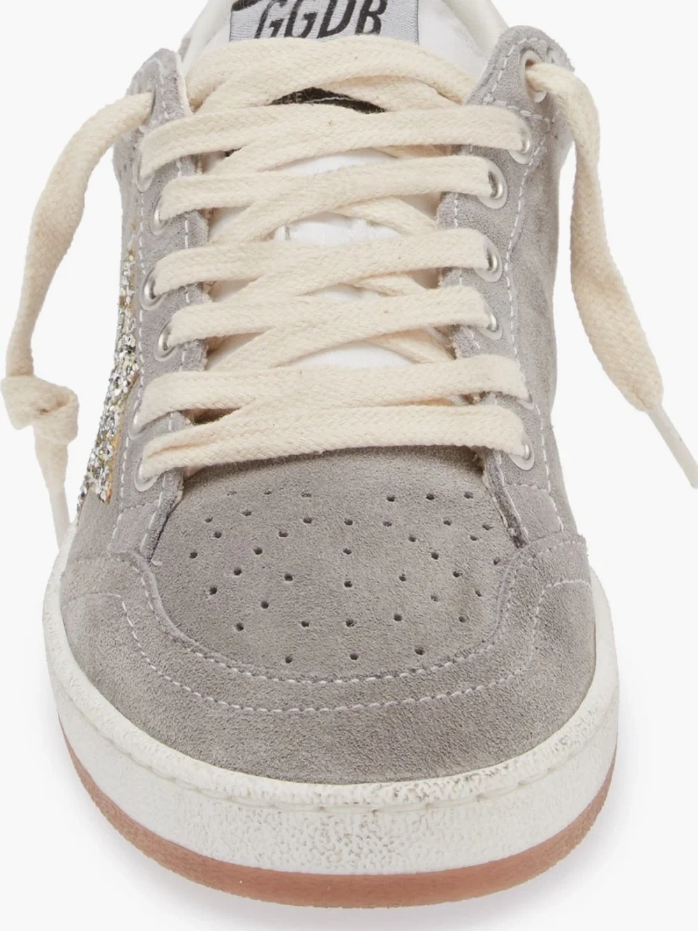 Golden Goose Ball Star Gray Suede with silver glitter star size 38